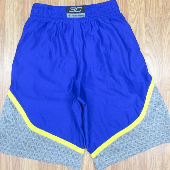 UNDER ARMOUR LOOSE FIT SHORTS POLYESTER BLUE, YELLOW & GRAY MEDIUM, M - Picture 5 of 5